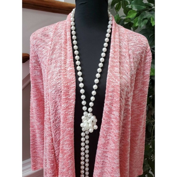 Azules Women's Pink Polyester Long Sleeve Open Front Casual Cardigan Size Medium - Picture 2 of 10
